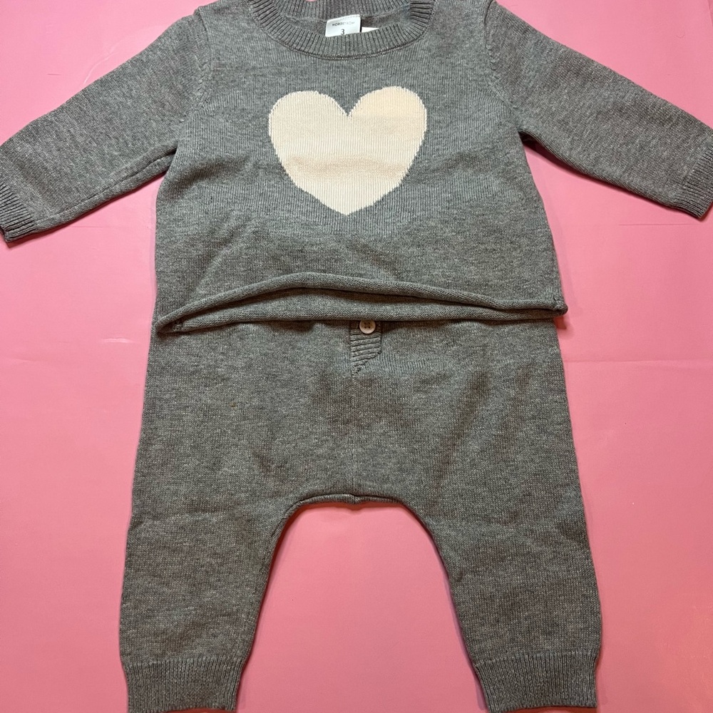 Gray Baby Outfit with Heart Design